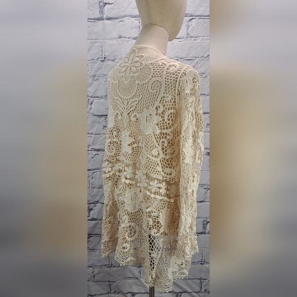 Vintage 90s Women's Crochet Open Knit Cardigan Nature Designs Mexico One Size - Picture 8 of 16